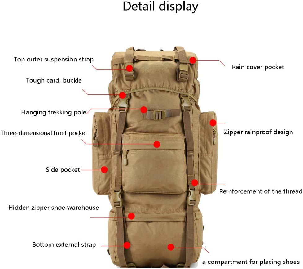 Backpack 100L Outdoor Mountaineering Bag, Men and Women Travel Bag, Large Capacity Tactical Mountain Travel Rucksack.