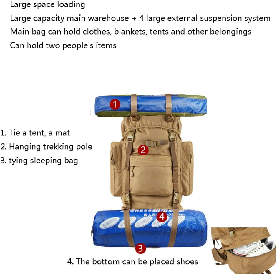 Backpack 100L Outdoor Mountaineering Bag, Men and Women Travel Bag, Large Capacity Tactical Mountain Travel Rucksack.
