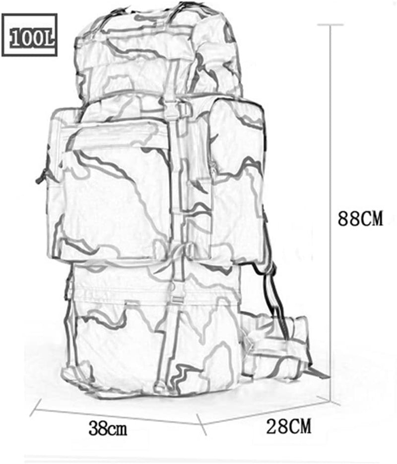 Backpack 100L Outdoor Mountaineering Bag, Men and Women Travel Bag, Large Capacity Tactical Mountain Travel Rucksack.
