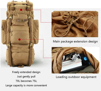 Backpack 100L Outdoor Mountaineering Bag, Men and Women Travel Bag, Large Capacity Tactical Mountain Travel Rucksack.