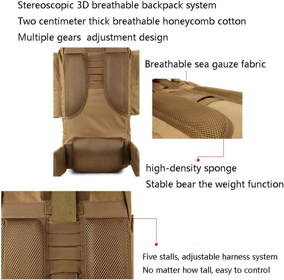 Backpack 100L Outdoor Mountaineering Bag, Men and Women Travel Bag, Large Capacity Tactical Mountain Travel Rucksack.