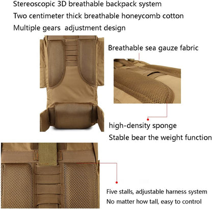 Backpack 100L Outdoor Mountaineering Bag, Men and Women Travel Bag, Large Capacity Tactical Mountain Travel Rucksack.